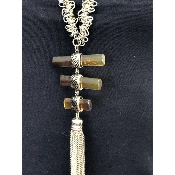 Chico’s Faux Amber Tassel Necklace - Picture 2 of 5